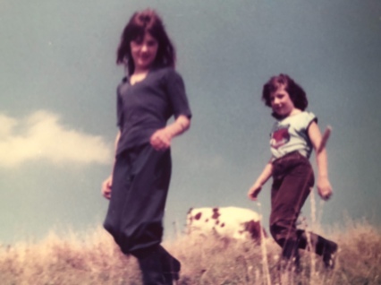 Me and my best friend Rhiannon on the farm in 1978