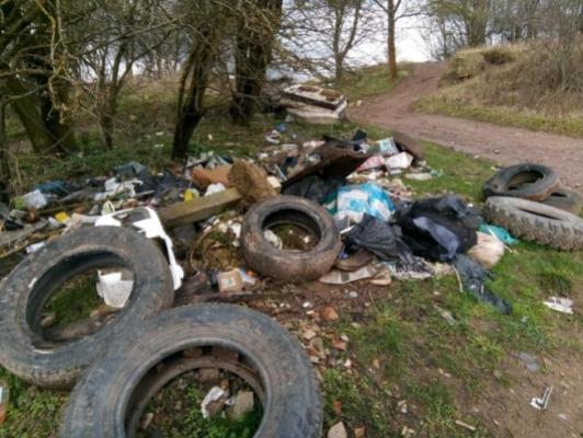 Fly tipping on a country lane between Ripon and Thirsk